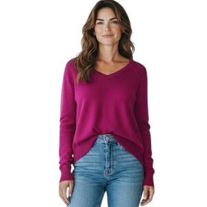 RACHEL RACHEL ROY SANGRIA LONG-SLEEVED V-NECKLINE PULLOVER SZ.M GUC.